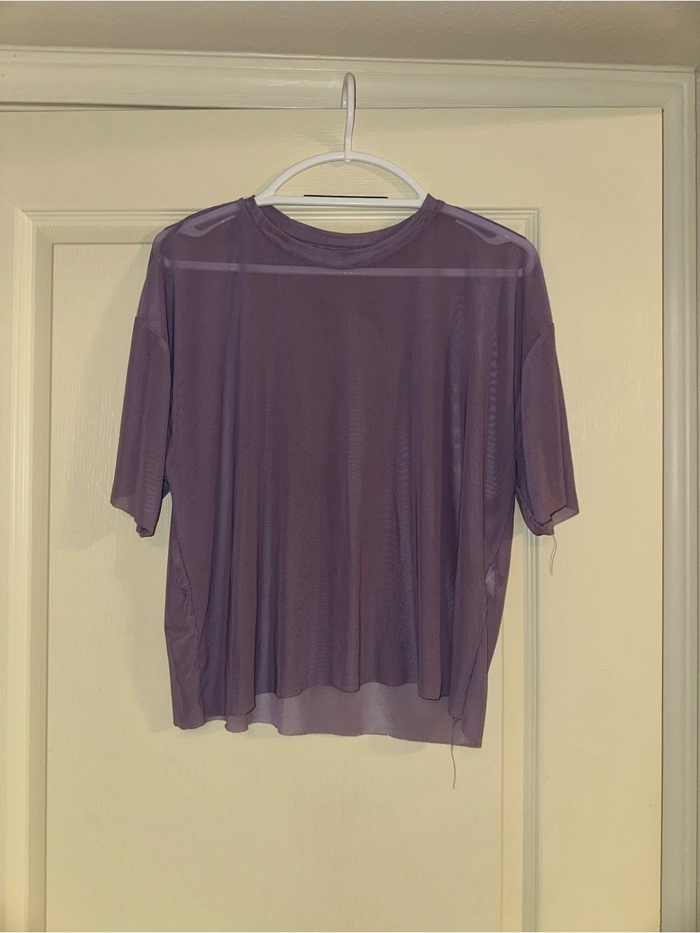 SHEIN Purple Sheer Short Sleeve Top